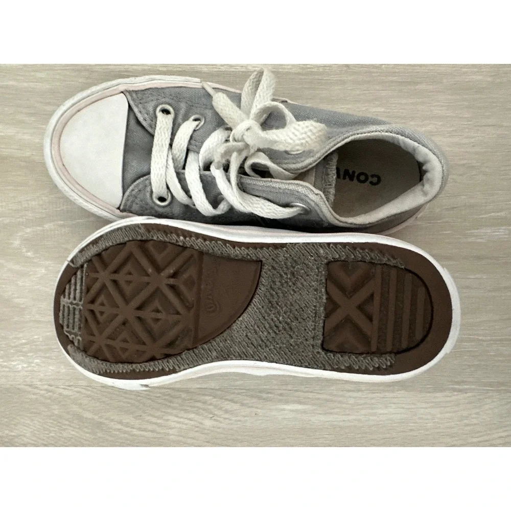 Kids Converse All Star Low Top‎ Sneakers Gray Canvas Lace Up Casual Shoes Sz 11